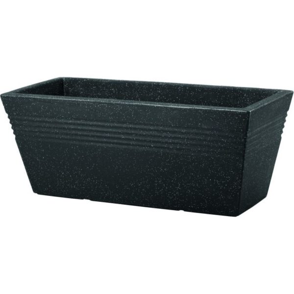 Ghiveci orizontal imitatie marmura negru fara farfurie Keter Piazza 19 L
