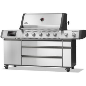 Gratar pe gaz din inox, cu 5 arzatoare principale, arzator spate infrarosu, arzator lateral infrarosu si caseta electrica de afumare Napoleon Prestige PRO 665 Smart-Connected 2026 inox PRO665VXRSIBPSS-4