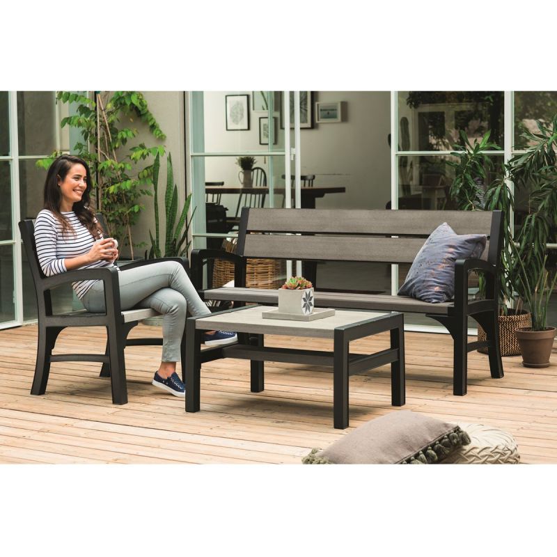 Set mobilier gradina gri-maroniu Keter Montero
