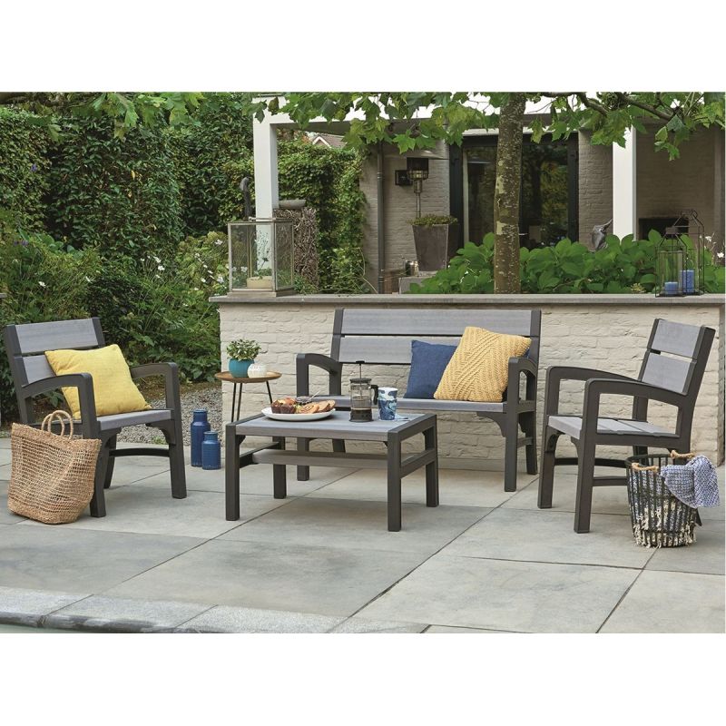 Set mobilier gradina gri-maroniu Keter Montero