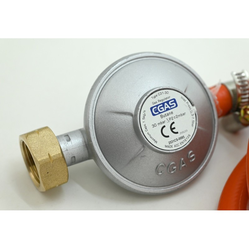 Set regulator de gaz 30mbar cu furtun 0.9m Cattara, EN16129 - TT13606