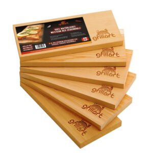 Set 6 placi din lemn de cedru XL 30x14,5x2 cm pentru gatit la gratar Grillart GA-1003-4