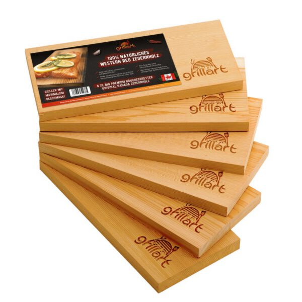 Set 6 placi din lemn de cedru XL 30x14,5x2 cm pentru gatit la gratar Grillart GA-1003-4