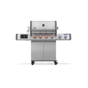 Gratar pe gaz din inox, cu 4 arzatoare principale, arzator spate infrarosu, arzator lateral infrarosu Napoleon Prestige PRO 500 Smart-Connected 2026 inox PRO500VXRSIBPSS-4