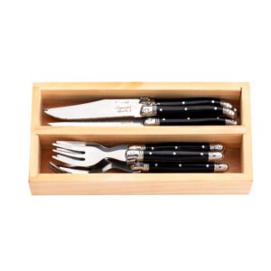 Set 12 tacamuri cu maner negru Laguiole Style de Vie Premium Line PRMINICOUVZW