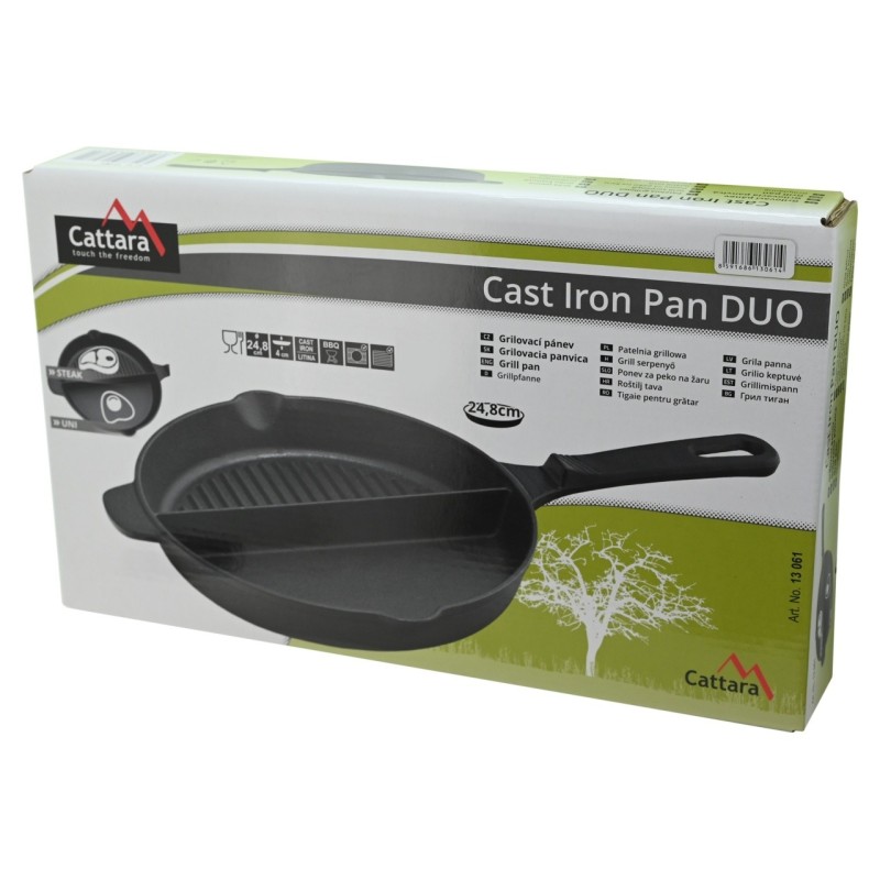 Tigaie fonta Cattara, 25cm, doua compartimente, neteda si grill - TT13061
