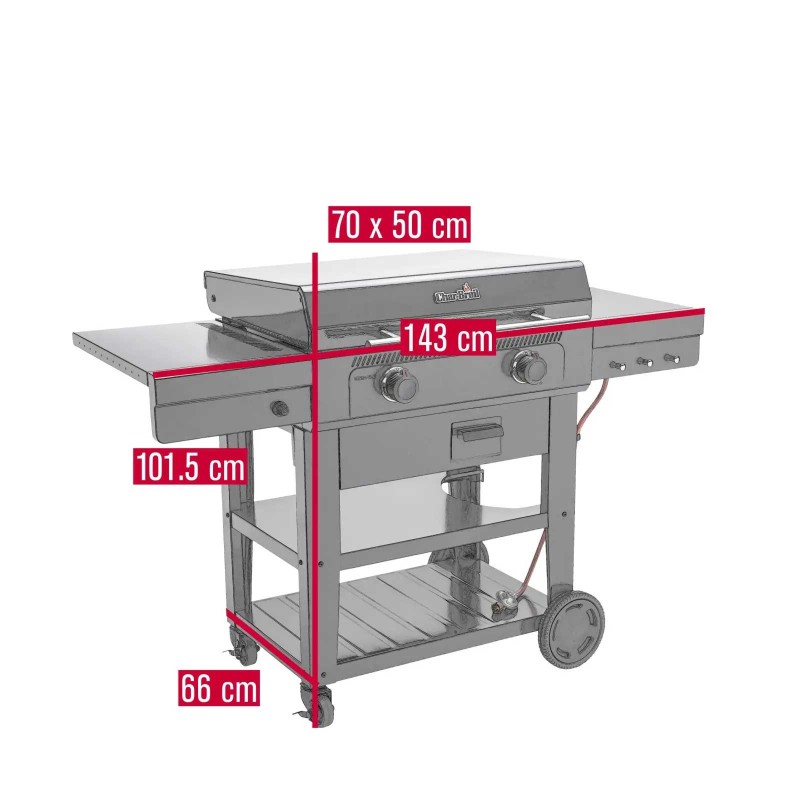 Gratar pe gaz tip plancha, grill si cuptor de pizza cu 2 arzatoare Char-Broil Versa-Tile Griddle 140241