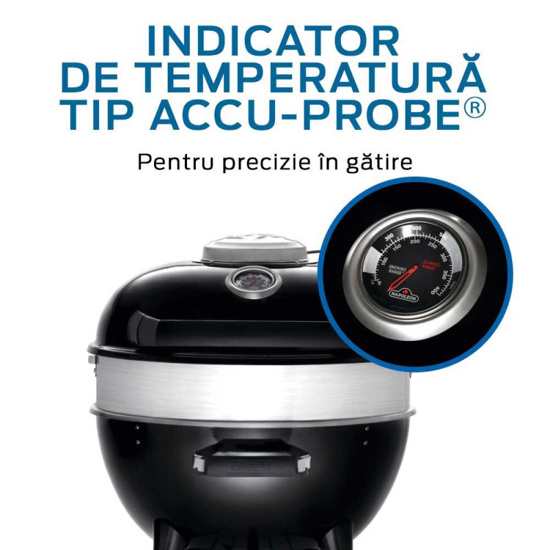 Gratar pe carbuni din otel emailat, grila de fonta 55 cm Napoleon PRO22K-LEG-3