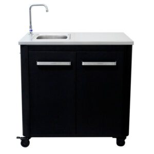 Modul bucatarie de exterior, doua usi, chiuveta, robinet, blat de lucru din inox Cozze negru 90x60x90 cm 90529