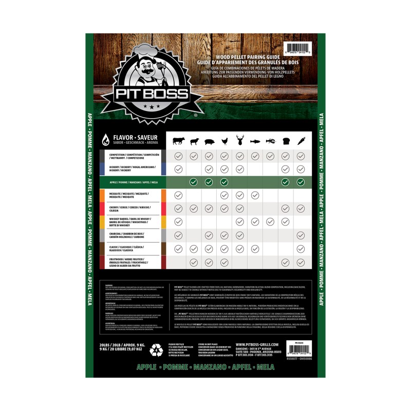 Peleti pentru grill 9 kg Pit Boss Apple Blend, lemn de mar 55233