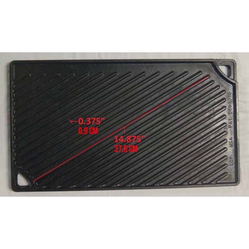 Plita din fonta cu 2 fete neteda si grill Lodge 42,5 x 24 cm L-DP3