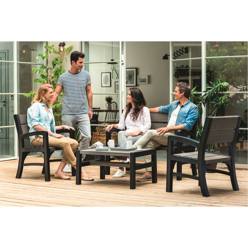 Set mobilier gradina gri-maroniu Keter Montero