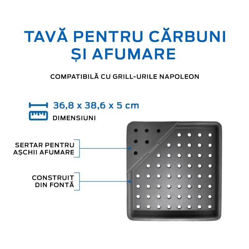 Tava din fonta pentru carbuni si afumare Napoleon 67732