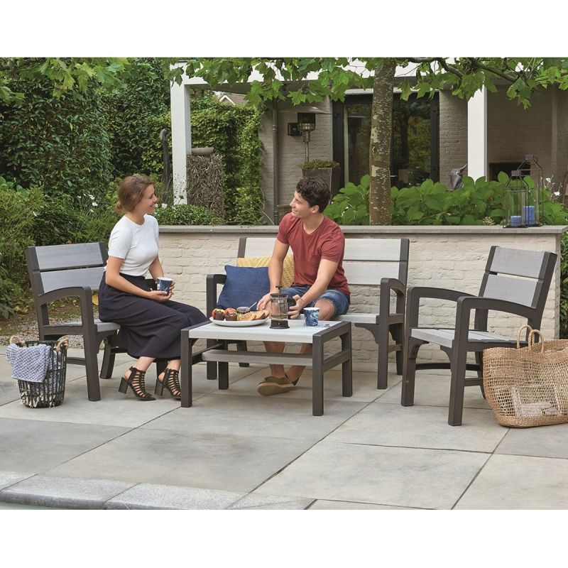 Set mobilier gradina gri-maroniu Keter Montero