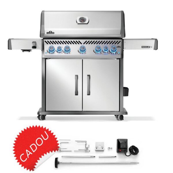 Gratar pe gaz din inox, 5 arzatoare principale, arzator spate si lateral infrarosu, include kit rotiserie, Napoleon Rogue 625 Pro S RPS625RSIBPSS-2