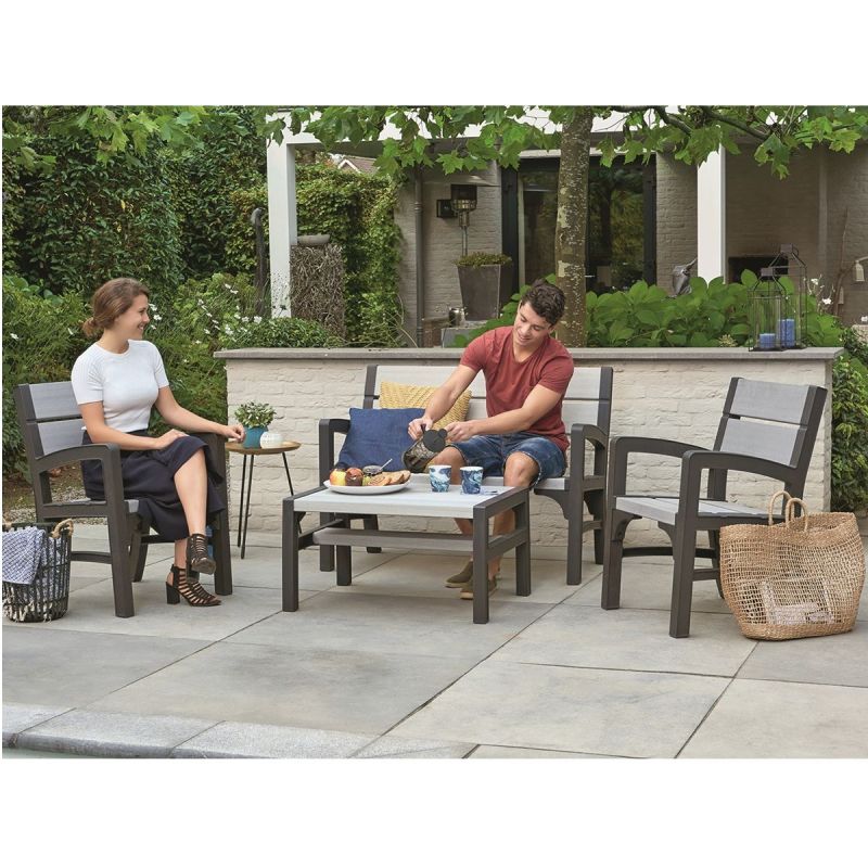 Set mobilier gradina gri-maroniu Keter Montero